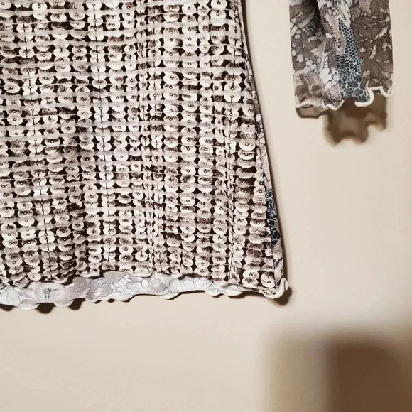 ANAC Designed By Kimi Mesh Mixed Print 3/4 Sleeve Top Made in Korea Size Large - Picture 6 of 7